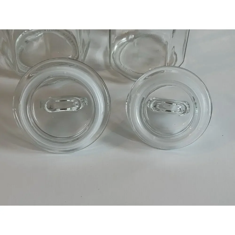 Clear Glass Apothecary Jars Canister with Loop Handles Bathroom Kitchen Storage